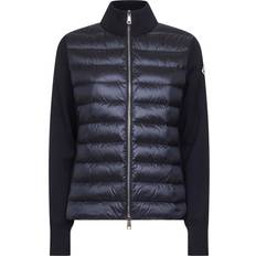 Moncler Combo Down Short Cardigan Large Blue Wool Zip-Up - Blue