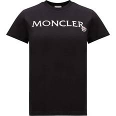 Moncler Dam T-shirts Moncler Bomull T-shirt Med Broderad Logotyp