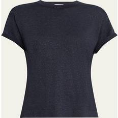 Metallic Short-Sleeve Cashmere Silk T-Shirt - Blu Freddo