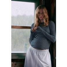 Stribede Graviditets- & Ammetøj H&M Marineblå Hvidstribet MAMA Ribbet Top Jersey L