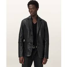 AllSaints Men Blazers AllSaints Shadwell Single-Breasted Leather Blazer - Black
