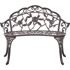 Aluminium Garden Benches Beliani Piura 88 cm Metal Dark Brown Garden Bench