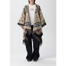 Burberry Ponchos & Kapper Burberry Uld Poncho Med Print Jakker Dame - Beige