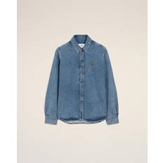 Blue - Unisex Shirts AMI Ami Men's Denim Button Down Shirt - Blue
