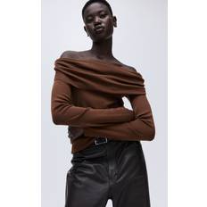 Off-Shoulder Overdele H&M Dame Off Shoulder Trøje - Brun