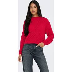 Cut-Out Sweatere Only JDY Pullover JDYCeleste Striktrøje - Blodrød
