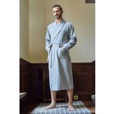 Men - XXL Robes British Boxers Brushed Cotton Stripe Dressing Gown - Mid Grey