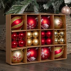 Multicoloured Christmas Tree Ornaments Samuel Alexander Set of 40 Red and Gold Shatterproof Baubles Christmas Tree Ornament