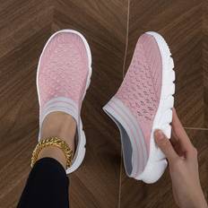 Women Clogs Temu Platform Slip On Clogs Knitted Soft Shoes - Breathable