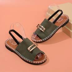 Sandals Temu Metallic Buckle Decor Flat Sandals - Lightweight