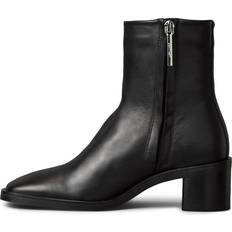 Calvin Klein Boots Calvin Klein Block Heel Pointy Boots Leather Square Toe Zip - Black