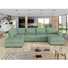 Hörnsoffor - Trä Mirjan24 Taberk Bäddsoffa Med Divan Och Schäslong 4-sits Bouclé Grön Soffa 571.5cm 4-sits