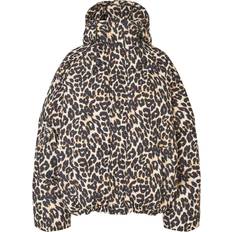 Dame - Leopard Overtøj Lollys Laundry Leopard Print Uld Jakke Med Hætte - Cappuccino/Lysebrun/Sort