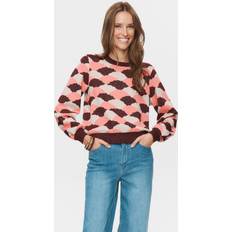 Nümph Sweatere Nümph Nulila Pullover Knit - Beige/Lyserød/Rød