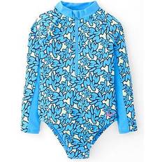 Nike Polyamide Children's Clothing Nike Younger Girls Bubble Font Long Sleeve One Piece Swimsuit - Blue