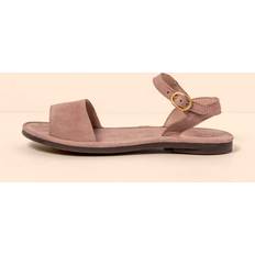 Leather Sandals Tulip Flat Buckle - Russet Red