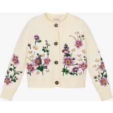 White Cardigans Children's Clothing Dolce & Gabbana Girls White Wool Knit Cardigan Floral Embroidery