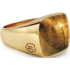 Herr - Klackringar Nialaya Men's Gold Signet Ring With Brown Tiger Eye