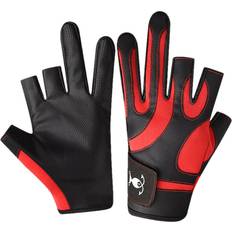 Breathable Fishing Sun Gloves Black Red