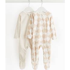 Zipper Pyjamases Children's Clothing Tu Harlequin Stripe Fleece Sleepsuits 2 Pack -