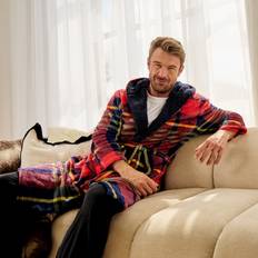 Natural Sleepwear OHS Flannel Fleece Dressing Gown Bathrobe - Navy