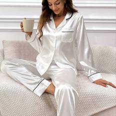 Vuxen Sovplagg på rea Temu Basics Satin Pajama Set For Adults - Solid Color