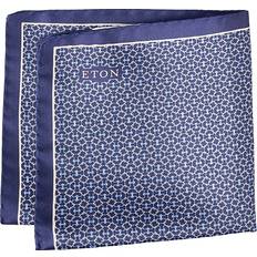 Men - Silk Handkerchiefs Eton Geometric Print Silk Pocket Square Never Settles - Navy Blue