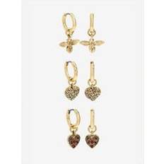 MOOD Antique Gold Resin Heart Huggie Earrings - Metallic