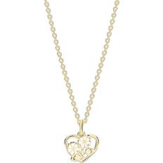 Lund Copenhagen Marguerit Collier Hjerte 2 x 5 mm Forgyldt Sølv