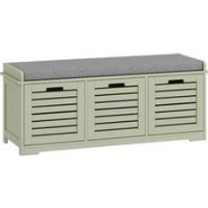 Homcom Green Benches Homcom 3-Door Shoe With Cushion Storage Bench