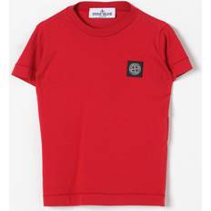 Boys' Plain Cotton Badge Logo T-Shirt - Red