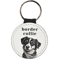Border Collie Leather Keyring