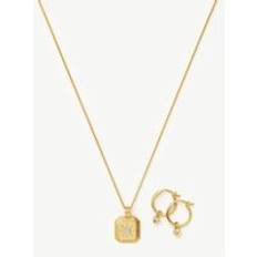 Missoma Jewellery Sets Missoma Necklace Charm Earrings Set 18ct Gold Vermeil Milky Aquamarine