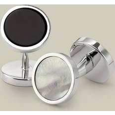 Grey - Men Cufflinks Charles Tyrwhitt Mother Of Pearl Onyx Evening Cufflinks - Silver