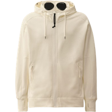 C.P. Company Kläder C.P. Company Diagonal Raised Fleece Goggle Zipped Hooded Sweatshirt - White
