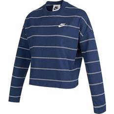 Nike Natural T-shirts Nike Loose Fit Striped Crew Neck Long Sleeve T-Shirt - Navy