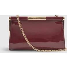 River Island Womens Red Bar Top Patent Clutch Bag