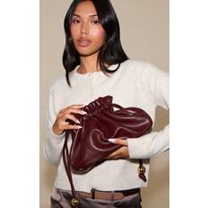 Bead Ruched Pouch Clutch Bag - Red