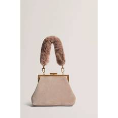 Ted Baker Clutches Ted Baker Purcela Suede Faux Fur Handle Clutch Bag - Taupe