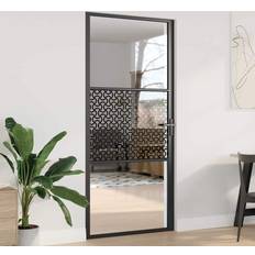 PVC Inderdøre vidaXL Indvendig Dør Sort 93 201.5 cm Hærdet Glas Aluminium Inderdør (x)
