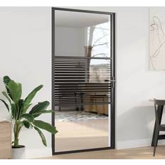 PVC Skydedøre vidaXL Indvendig Dør Sort 102.5 201.5 cm Hærdet Glas Aluminium Skydedør (x)