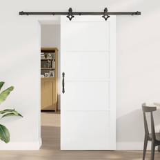 Vit Skjutdörrar vidaXL Vit och Svart 83 202 cm Solid Furu och Stål Skjutdörr (x)