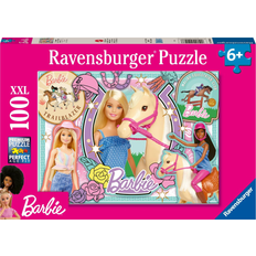 Ravensburger Pussel: Barbie, pussel 6 år eller äldre, pussel för barn 6 år, pussel för barn, pussel 100 bitar XXL, present pojke 6 år, pussel, Barbie filmen, 49 x 36 cm