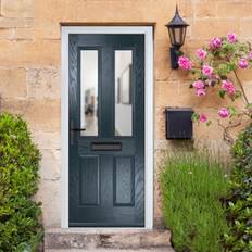Glass External Door Crystal Lacerta Grp Front Carnoustie Anthracite Grey 890mm 2090mm External Door (x)