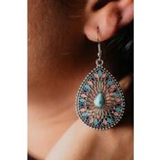 Multicoloured Earrings The Colourful Aura Large Mandala Floral Teardrop Drop Dangler - Multi