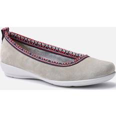 Hotter Wide Fit Ballerina Slippers - Mid Grey