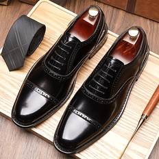 Oxford Temu Split Upper Solid Color Cap Toe Microfiber Shoes