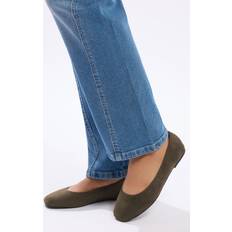 Faux Suede Square Toe Ballet Pumps In Extra Wide EEE Fit - Brown
