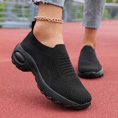 Black Trainers Temu Slip-On Casual Sneakers Lightweight Breathable - For Casual
