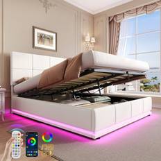Matteo Cream White 4Ft6 Double Ottoman Frame Bed